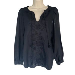 GAP Linen Blend Embroidered Tunik - Black Size Small